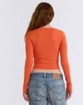 Tričko Organic Basics Everyday Scoop Neck Long Sleeve Tee Tangerine