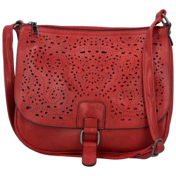 Módní dámská koženková crossbody kabelka Oresta, červená