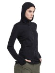 Dámská merino mikina s kapucí ICEBREAKER Wmns 260 Quantum IV LS Zip Ho, Black velikost: M