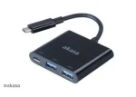 Akasa AK-CBCA08-15BK černá / Redukce USB-C / Power Delivery / 2x USB-A 3.0 / 15 cm (AK-CBCA08-15BK)