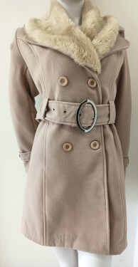 Dámský kabát na knoflíky Eva béžový - Italian Mode XL