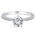 Stříbrný prsten Yara 1 ct MOISSANITE + CERTIFIKÁT, 54 Stříbrná certifikát GRA, hadřík na čištění stříbra, dárková krabička
