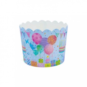 Alvarak pevné košíčky na muffiny Modré s balónky a dárky (24 ks)