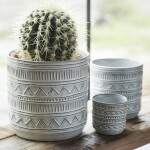 MADAM STOLTZ Kameninový obal na květináč White / Brown M, bílá barva, keramika