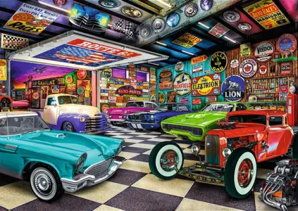 Trefl - Puzzle - Premium Plus Tea Time: Garáž sběratele aut