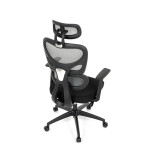 Kancelářská židle, šedá síťovina, černý plast, kolečka na tvrdé podlahy