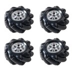 Robotická Mecanum kola 60 mm – sada 4 všesměrných kol, černá (6.7 mm náboj)