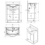 AQUALINE - KERAMIA FRESH umyvadlová skříňka 60,6x74x34cm, bílá 50063A