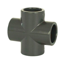 Aquaram PVC tvarovka - kříž 32 mm, DN=32 mm, d=43 mm, lepení / lepení