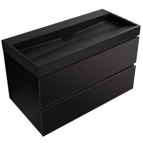 CERANO Koupelnová skříňka Carole - černá matná + umyvadlo z lit. mramoru Vita - černá matná - 100x58x46 cm