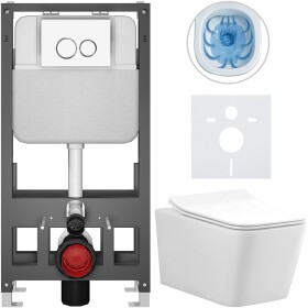 CERANO - Kompletní WC set Basic/Forte - bílá lesklá - WC tlačítko Dualo/Bílá - volně stojící - předstěnová instalace - 51x36 CER-8050BD86107