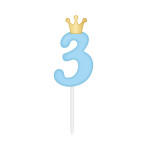 SVÍČKA modrá s korunkou ČÍSLO 3 - Albi