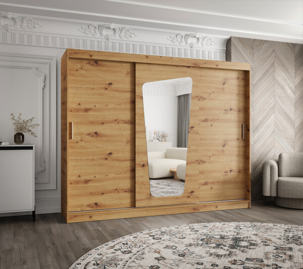 Šatní skříň Abi Moka Rozměry: 250 cm, Barva korpusu + barva dveří: Dub artisan + Dub artisan