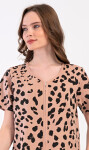 Dámské domácí šaty s krátkým rukávem Leopard béžová 1XL