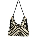 Módní dámská boho kabelka na rameno Ibolya, černobílá