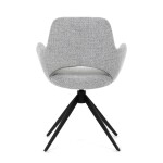 Židle jídelní, šedá látka, 360° vratný mechanismus, černý kov