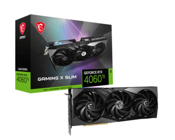 MSI GeForce RTX 4060 Ti GAMING X SLIM 16GB / 2310 - 2685 MHz / 16GB GDDR6 / 128-bit / 1x HDMI + 3x DP / (8) (RTX 4060 Ti GAMING X SLIM 16G)