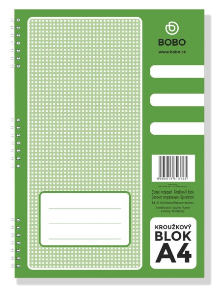 Blok s boční vazbou A4, čtvereček, 50 listů