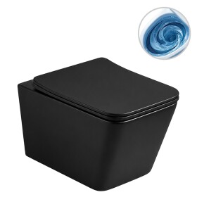 CERANO - WC závěsné Forte, Vortex - vírové splachování + Slim/SoftClose sedátko - černá matná - 52x35 CER-680368