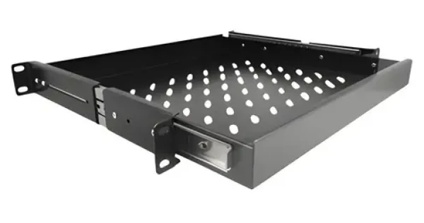 Delock 19" výsuvná police 42631 černá / Rack police / 1U / 3x zásuvka HE / kov (42631)