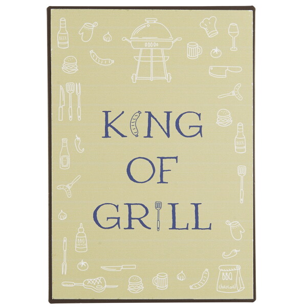 Ib Laursen Plechová cedule King of Grill, zelená barva, kov