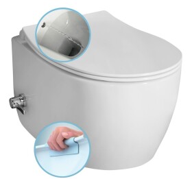ISVEA - SENTIMENTI CLEANWASH závěsná WC mísa, integrovaný ventil a bidet. sprška, Rimless, 36x53cm, bílá 10ARS1101I