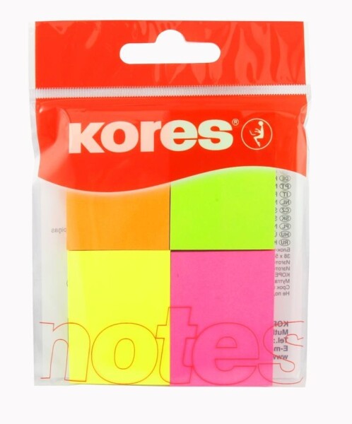 Kores Neonové bločky Multicolour 40x50 mm ve 4 barvách