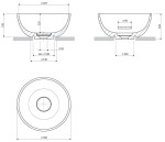OMNIRES - SHELL M+ umyvadlo na desku, O35 cm, bílá lesk SHELL350UNBP