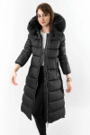 Černá dlouhá dámská zimní bunda s kapucí (7688BIG) odstíny černé 48
