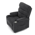 Křeslo polohovací elektrické, 1 motor, šedá látka, bezdrátové nabíjení pro mobilní telefon