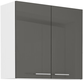 Horní skříňka Lara 80 G-72 2F Barva korpusu: Bílá, Barva dvířek: Šedý lesk