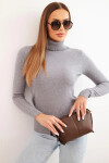 Dámský svetr z viskózy s rolákem a dlouhým rukávem šedý UNI