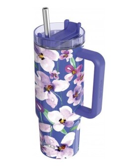 Nerezový termohrnek s brčkem Stream Flower Dusk 950ml