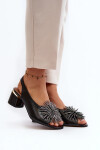 Kožené sandály s ozdobou Laura Messi 2719 Black 39