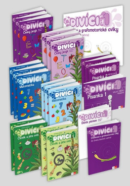 Divíci 1 - rozšířený učitelský balíček - Český jazyk GM (nevázané písmo) + Matematika + Člověk a jeho svět