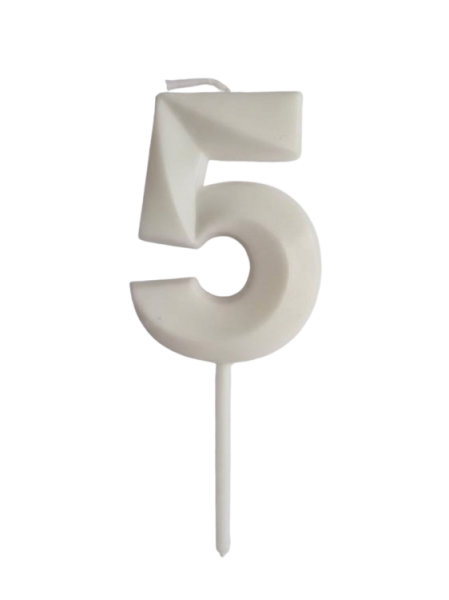 Dortisimo Svíčka s elegantním motivem číslo 5 bílá