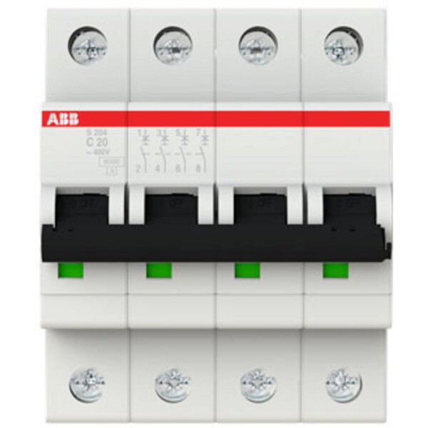 ABB 2CDS254001R0204 S204-C20 elektrický jistič 4pólový 20 A 400 V