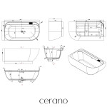 CERANO - Vana z litého mramoru Valeria - volně stojící - asymetrická - levá - bílá matná - 150x80x55 CER-8050BD80380
