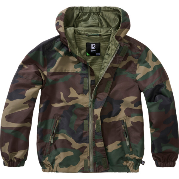 Brandit Bunda dětská Kids Summer Frontzip Windbreaker woodland 134/140