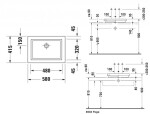 DURAVIT - 2nd floor Umyvadlo na desku 58x42 cm, bez přepadu, WonderGliss, bílá 03175800001