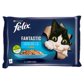 Purina Felix Fantastic multipack losos a platýz v želé 4x85g / Kapsička pro kočky (7613039742457)