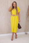 Šaty 5904 s ozdobným páskem - Žlutá UNI žlutá