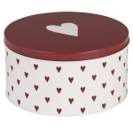 Ib Laursen Plechová dóza Hearts Round, červená barva, kov