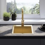 REA - Ocelový dřez Leo 40 BRUSH GOLD s kuchyňskou baterií KPL-96001