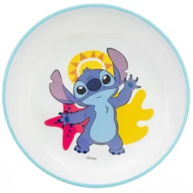 STOR Dětská jídelní miska Stitch / Plast / Bez BPA / Protiskluzové dno / Do mikrovlnky (75091)