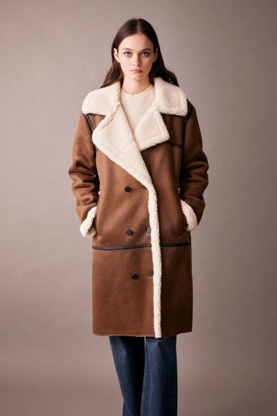 DEFACTO Regular Fit Plush Lining Suede Coat Parka