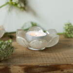 Storefactory Skleněný svícen na čajovou svíčku Visingsö Greige 9 cm, béžová barva, sklo