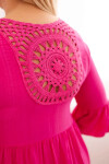 Dámské viskózové šaty Plus Size s ažurovou ozdobou Fuchsiová UNI