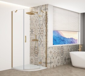 GELCO - TRINITY GOLD čtvrtkruhový kout 900x900 pravý, čiré sklo, GT6590CR-G GT6590CR-G