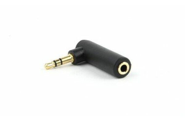 Gembird audio adaptér jack 3.5mm (M) na jack 3.5 mm (F) / pravý úhel / černá (A-3.5M-3.5FL)